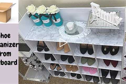 DIY SHOE ORGANIZER USING CARDBOARD- shoe rack/ storage ideas using recycled boxes