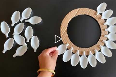 Beautiful Wall Hanging Craft Using Plastic Spoons / Paper Craft For Home Decoration / DIY Wall Decor