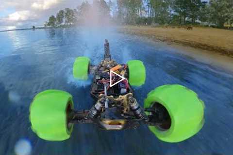 DRIVING A Hydroplaning RC CAR On WATER!