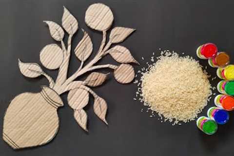 Beautiful Wall Hanging Craft Using Cardboard and Rice | Home Decoration Ideas