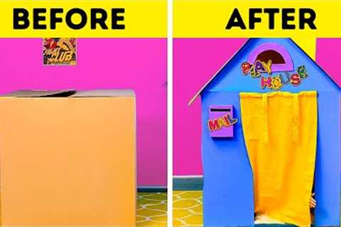 EASY DIY PLAYHOUSE FOR YOUR KIDS || 5-Minute Recipes To Have Fun With Cardboard