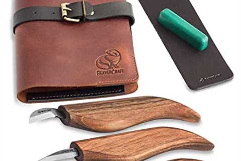 BeaverCraft Deluxe S15X Wood Carving Whittling Knives Set with Leather Case - Whittling Kit Premium ..