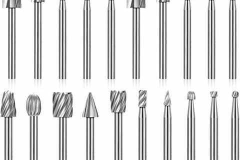 20 Pieces Wood Carving Drill Bit Set Includes HSS Engraving Drill Accessories Bit and HSS Carbide..