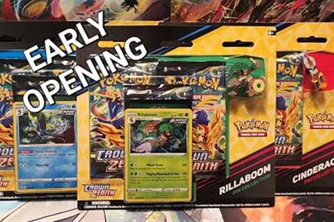 Crown Zenith 3 Pack Pin Blister EARLY OPENING - Rillaboom Inteleon Cinderace - Pokemon Cards Opening