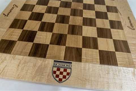 Making a Chess Board with School Logos and Inlaid Names | A Wedding Gift