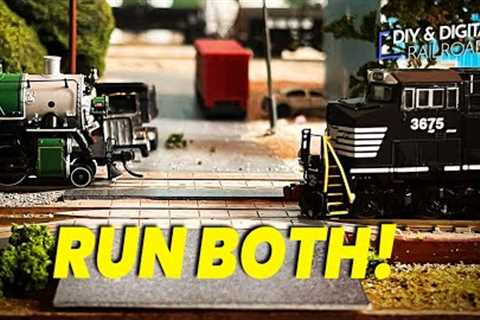 You CAN run steam and Modern Diesels together on a Model Railroad