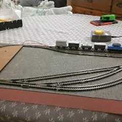N gauge micro shunting model railway/ railroad layout with a passing loop 2ftx 10in