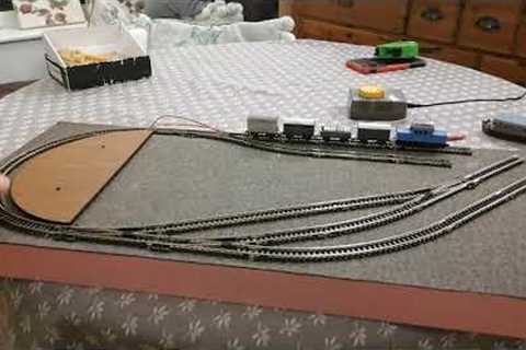 N gauge micro shunting model railway/ railroad layout with a passing loop 2ftx 10in